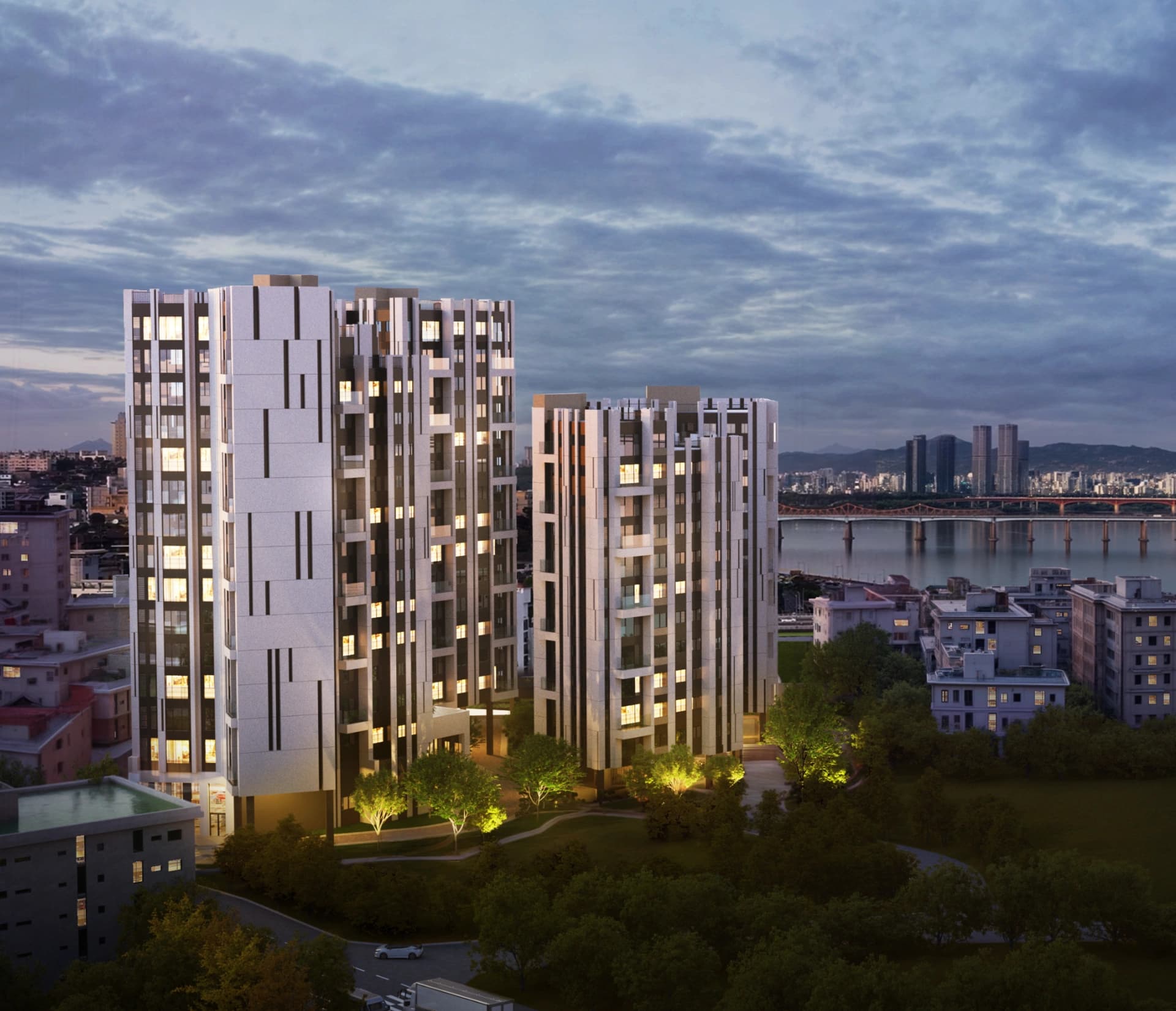 디 애스턴 한남 한남동 하이엔드 아파트 건물 외관 — 용산 고급주택